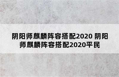 阴阳师麒麟阵容搭配2020 阴阳师麒麟阵容搭配2020平民